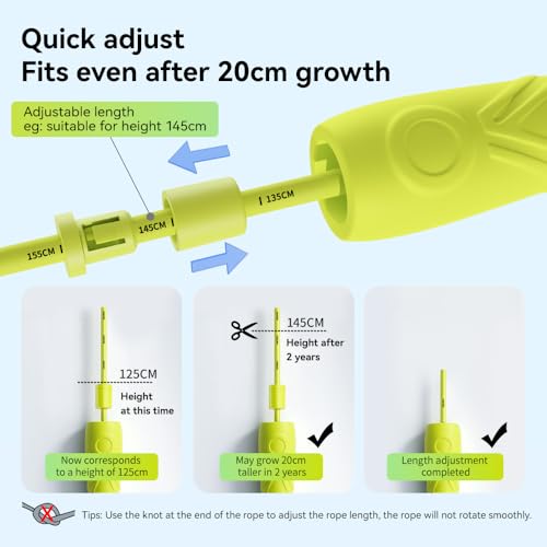JOINROPE Kids Jump Rope for Children-Adjustable Speed Skipping Rope with Dual Bearings, Segmented Anti-Tangle Cord, Silico...