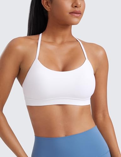 CRZ YOGA Butterluxe Y Back Sports Bras for Women - Padded Racerback Low Impact Spaghetti Thin Strap Workout Yoga Top