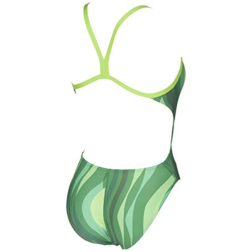Arena Women's Wavy Water Challenge Back One Piece Fl Green/Leaf 22
