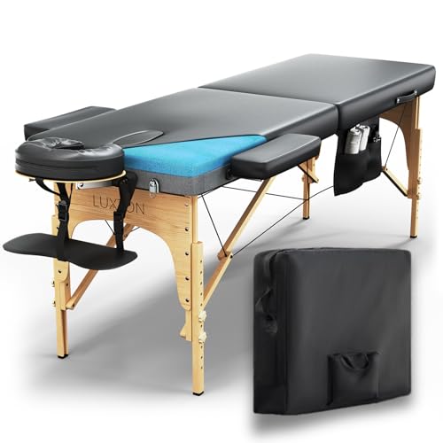 Luxton Home Memory Foam Massage Table Premium Portable Foldable Massage Bed Height Adjustable 72 Inches Long 27 Inches Wid...