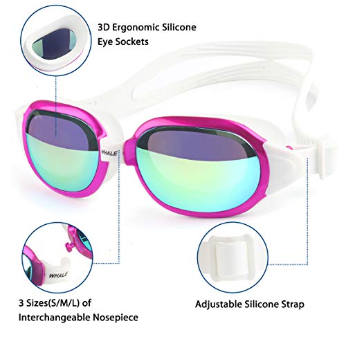 Firesara Swim Goggles, No Leaking Large Frame Wide View Pool for Women Men