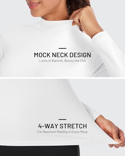 Runhit Women's Thermal Shirt Fleece Mock Turtle Neck Long Sleeve Compression Athletic Base Layer Tops Cold Weather Gear