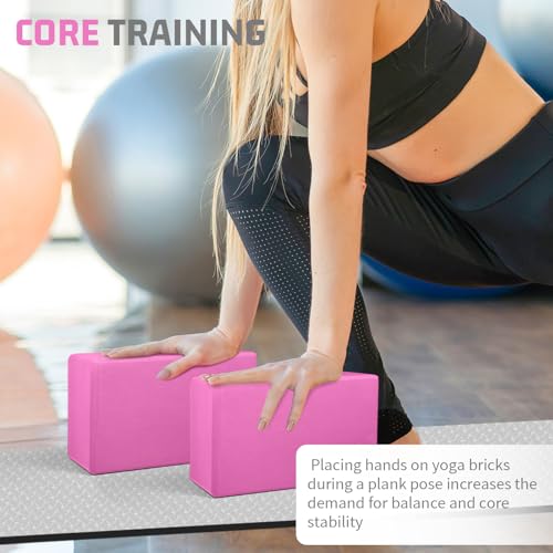 Yoga Blocks 2 Pack, 3"x6"x9" EVA Foam Yoga Block Supportive, Non-Slip Exercise Blocks, Yoga Accessories for Pilates, Medit...