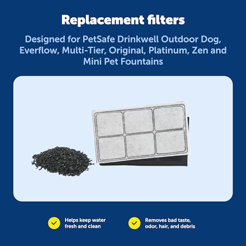 PetSafe Drinkwell Fountain Premium Activated Carbon Filters - Better Hydration Choice - Long-Lasting Purity - Odor-Free Dr...