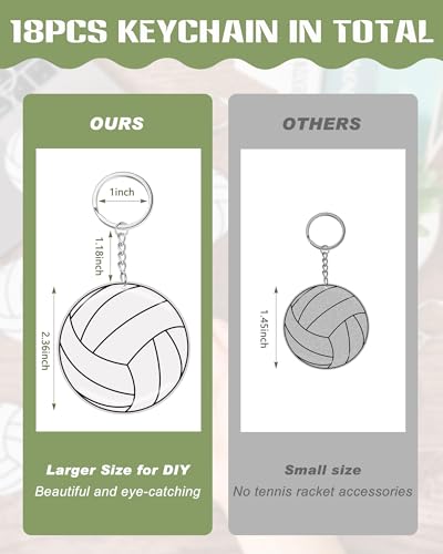 Taiyin 18 Pcs Large Size Volleyball Keychain Bulk DIY Sublimation Sports Charms Stuff Gifts Keychain for Team Party Favor...