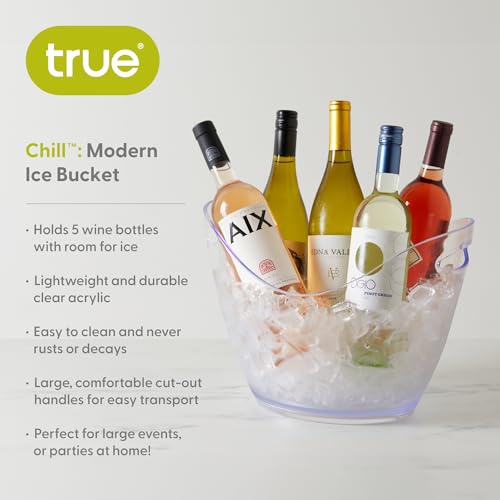 True Chill Acrylic Ice Buckets for Parties and Drinks, 2.11 Gallons (8 Liters) Wine Beer Champagne Bucket, Beverage Tubs H...