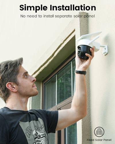 AOSU Solar Camera Security Outdoor - 100% Wire-Free Security Cameras Wireless Outdoor for Home Surveillance with Fixed Sol...