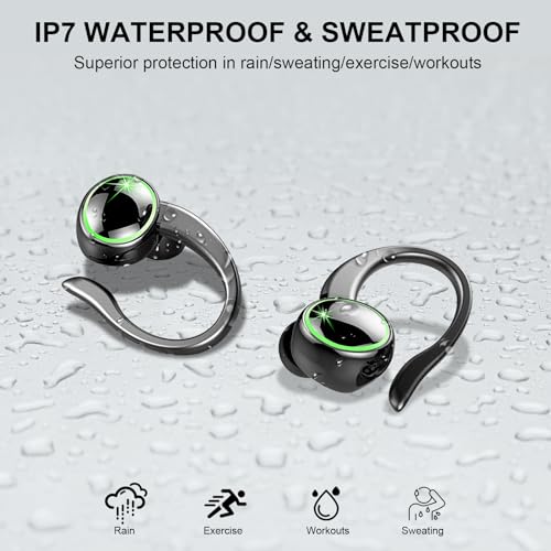 Wireless Earbuds Sports, Bluetooth 5.4 Headphones Hifi Stereo, 50H Playback Over-Ear buds with ENC Noise Cancelling Mic, E...