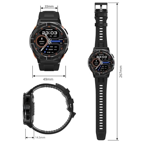 CARBINOX X-Ranger Smart Watch (Answer/Make Calls), Rugged Fitness Tracker IP69K Waterproof, Compatible with Android and iO...