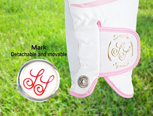 SIMPLE SYMBOL Women's Golf Glove Three Pack,Left Hand Right Hand Small/Medium/Large/XL,White Microfiber with Soft Cabretta...
