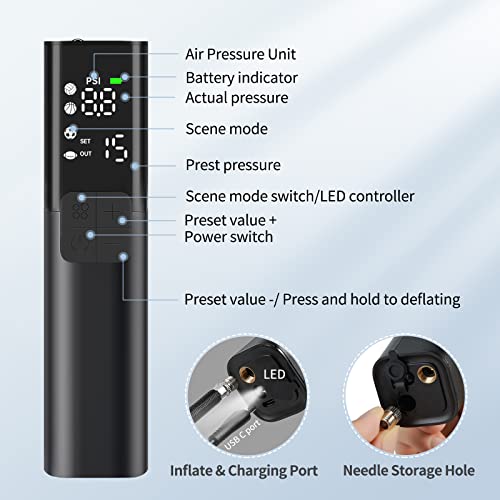 Pumteck MY01 Electric Ball Pump with Inflation & Deflation, Accurate Pressure Gauge and 4 Preset Modes, Automatic Ball Pum...