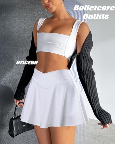 OZICERD Two Piece Tennis Skirt Sets for Women 2 Piece Mini Skirt Set Going Out Golf Skort Athletic Skirts Pickleball Outfit