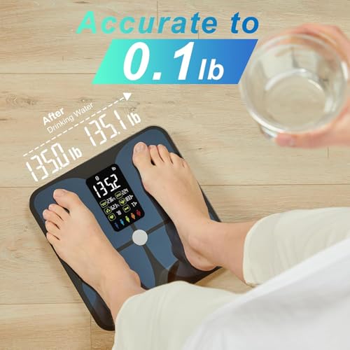 Lepulse Scale for Body Weight, Smart Digital Bathroom Weight Scale with BMI Muscle Mass 20 Body Composition Metrics,4.68"L...