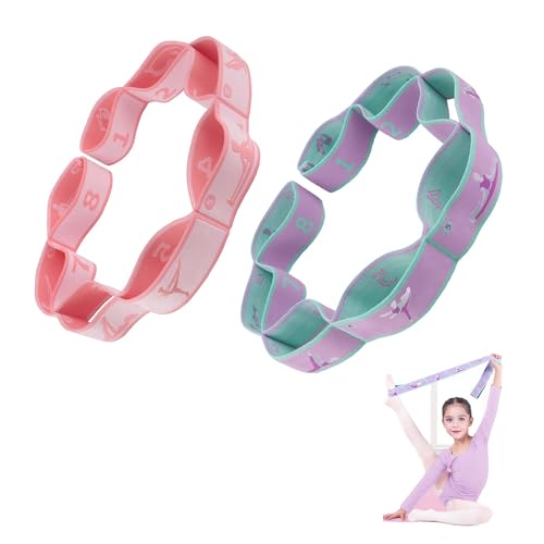 2pcs Stretch Strap for Kids,Elastic Yoga Stretching Strap with Loops, Multi-Loop Adjustable Exercise Stretching Bands，Stre...