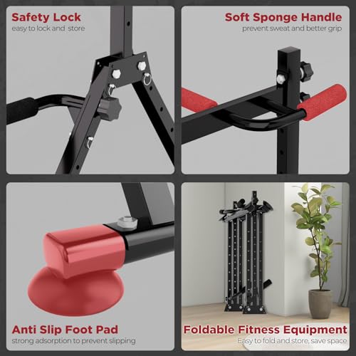 Tappio Folding Power Tower Dip Station Pull Up Bar, Multifunctional Pull Up Tower Adjustable Height, Triangular Structure ...
