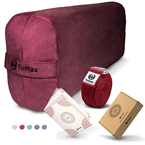 Tumaz Yoga Bolster Set - Rectangular Bolster Pillow for Restorative Yoga, Soft Meditation Pillow with Carry Handle and 8-F...