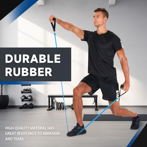 Exercise Bands with Handles, Resistance Bands with Handles, Ideal for Physical Therapy, Strength Training, Muscle Toning -...