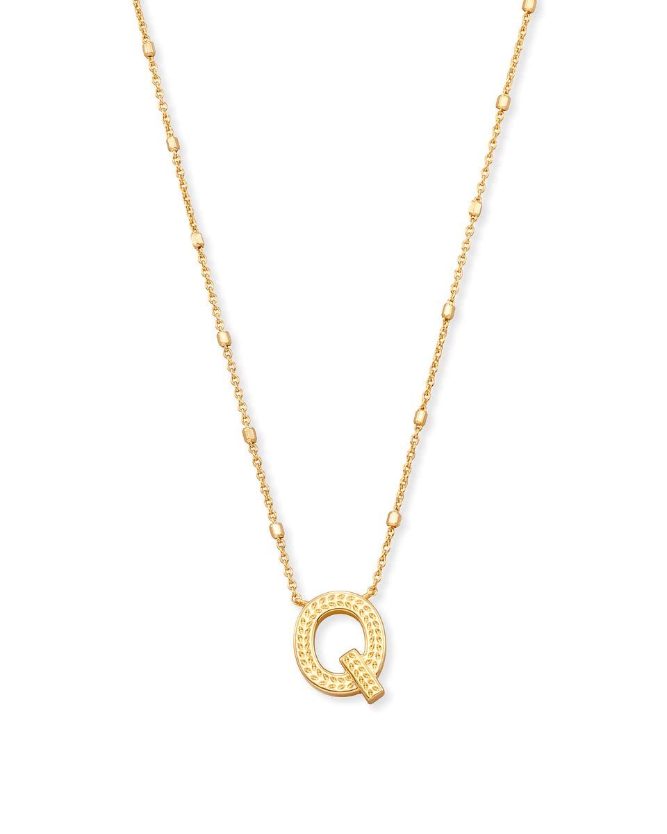 Kendra Scott Letter Q Pendant Necklace for Women, Fashion Jewelry, 14k Gold-Plated Brass, Gold Metal, Letter Q