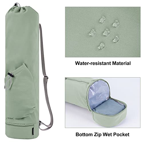 sportsnew Yoga Mat Bag with Water Bottle Pocket and Bottom Wet Pocket, Exercise Yoga Mat Carrier Multi-Functional Storage ...