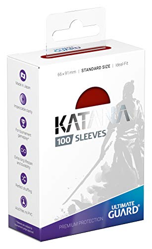 Ultimate Guard Katana Card Sleeves: 100 Standard Size TCG Sleeves, 66 x 91mm, Red Back, Tournament Quality, No PVC & Acid-...