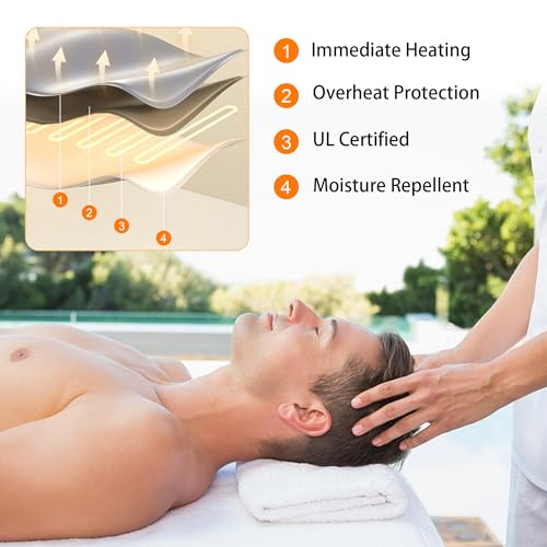Massage Table Warmer Heating Pad Professional SPA Massage Bed Warmer with 12 Timer & 9 Heat Settings & Overheat Protection...