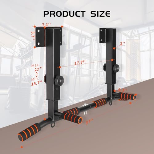 Pull Up Bar Wall Mounted: Adjustable Wall Joist Mount Pull Up Bar & Chin Up Bar for Home Gym Workout Strength Training Equ...