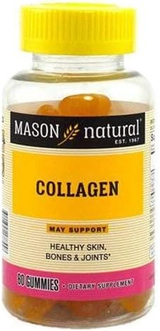 MASON NATURAL Collagen Gummies - Supports Healthy Skin, Bones and Joints, Tropical Fruit Flavor, Kosher, Gelatin Free, 60 Gummies (Pack of 2)