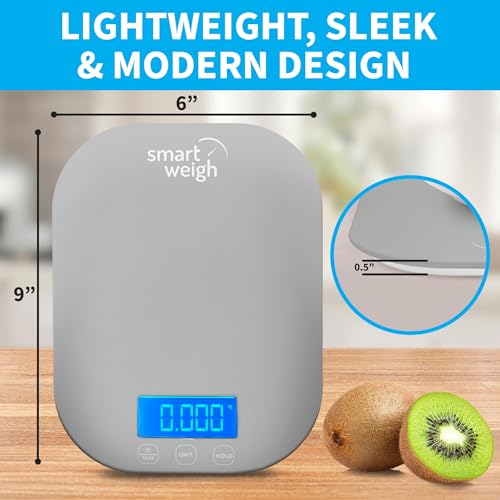 Smart Weigh Gray Digital Kitchen Scale for Cooking, Weight Loss, Calorie Tracking, Baking, Food Portion Control, and Meal ...