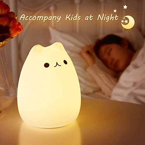 ZKLiLi Cat Lamp - Rechargeable Silicone LED Nightlight with Remote Control, Cute Kawaii Design for Kids, Celebrity Cat Variant