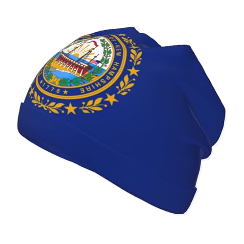 YANYU New Hampshire State Flag Print Soft Beanie Winter Hat Warm Thermal Cap Headwear for Snow Play Outdoor Activities