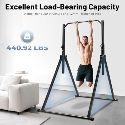 Triangular Pull Up Station, Carbon Steel Pull Up Bar, Free Standing Gym Strength Training Equipment, 440.92 lbs Adjustable...