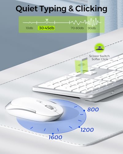 Wireless Keyboard and Mouse Combo - Full Size Slim Thin Wireless Keyboard Mouse with Numeric Keypad 2.4G Stable Connection...