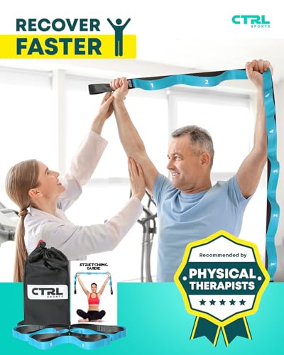 Stretching Strap with Loops - Non Elastic Stretch Band for Physical Therapy, Yoga Strap for Stretching Equipment, Stretch ...