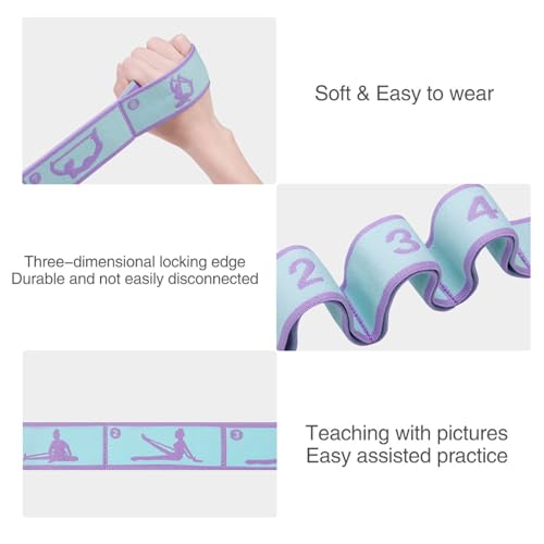 9 Loops Elastic Yoga Strap - Adjustable Stretching Band for Physical Therapy, Dance, Pilates & Gymnastics, Multi-Loop Exer...