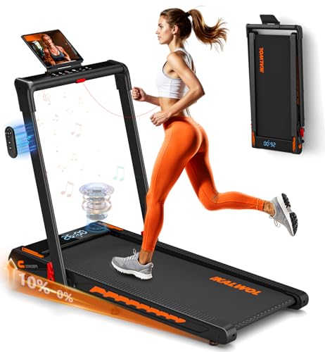 Treadmill with Speaker, 6-in-1 7.5MPH Foldable Treadmill for Home with App Compatible, Walking Pad with 10% Incline, LED D...