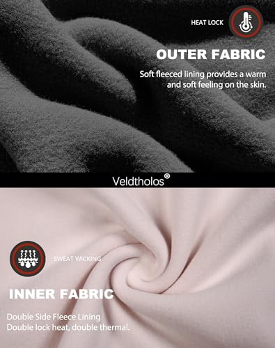 Veldtholos 2 Set Thermal Underwear Set for Women Long Johns with Fleece Lined Base Layer Women Cold Weather Top Bottom