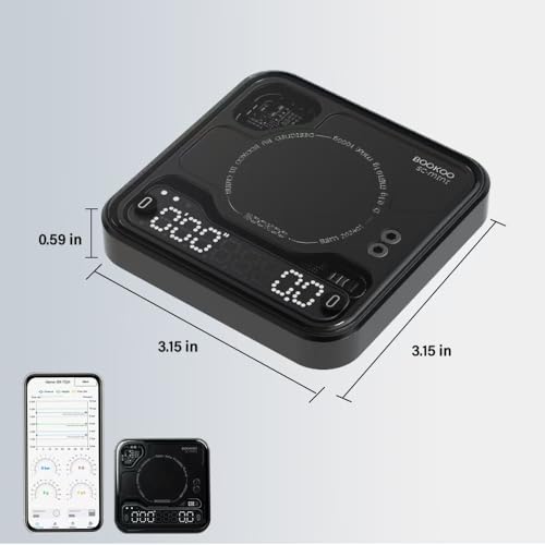 BOOKOO Coffee Scale Espresso Scale with Timer Mini Digtial Coffee Scale Rechargeable with Auto Mode Flow Rate Mode for Cof...