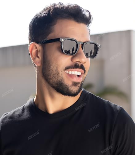 AIEYEZO Retro Sunglasses for Womens Mens Square Thick Framed Shades Trendy Vintage Sun Glasses