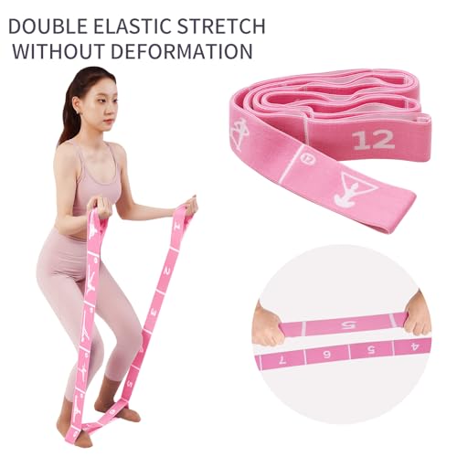 Xensamy Yoga Strap with 10/12 Loops - Multi-Functional Stretch Band for Pilates, Dance, Gymnastics, Physical Therapy, Flex...