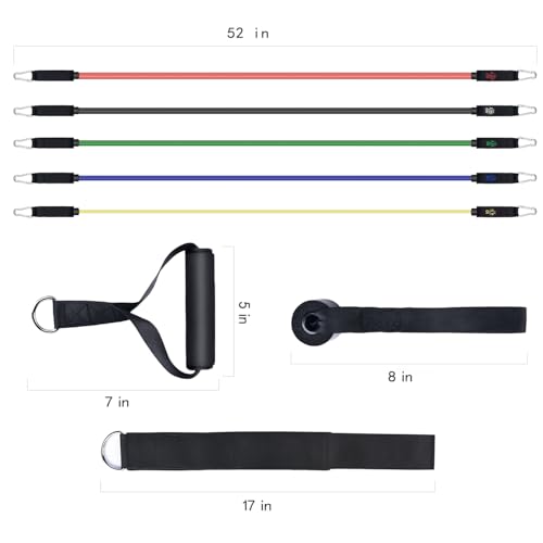 Resistance Bands, Simmgud Exercise Bands Set with Handles, Work Out Bands with Door Anchor, Ankle Straps for Strength Trai...
