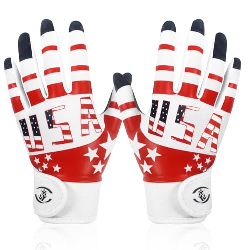WATSAVPUP Youth Baseball USA Flag Glove American Flag Batting Gloves Comfortable Fit Breathable Durable Lightweight Design...