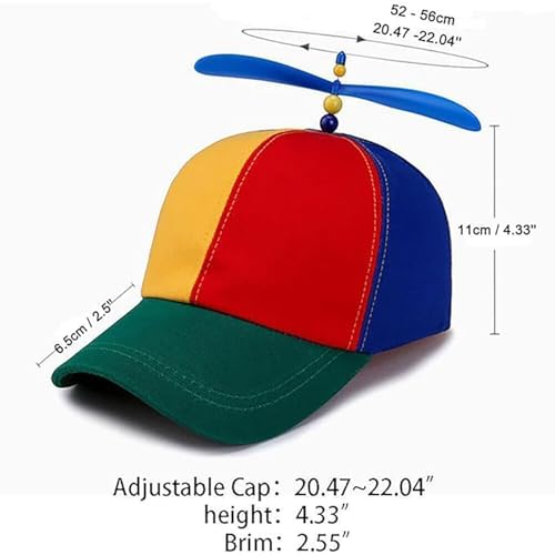 Aiermo Colorful Helicopter Baseball Cap: Neutral Adjustable Cute Baseball Helicopter Propeller Cap Snapback Cap