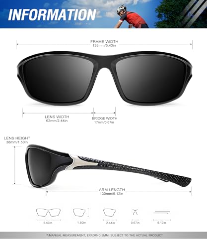 OUKEMAX Polarized Sunglasses Men, Sports Sun Glasses Womens UV400 Protection for Fishing Running Driving