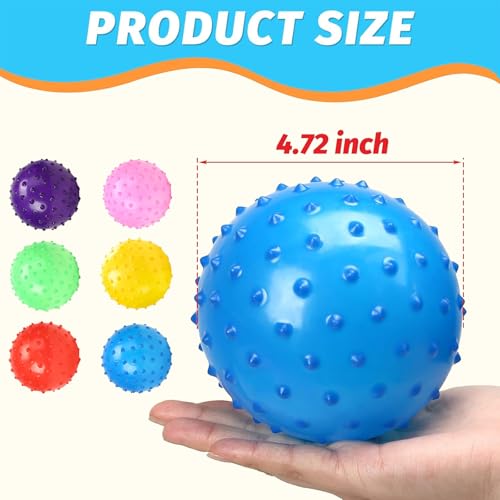 LOVEINUSA 12 Pack Bouncy Ball Knobby Massage Ball, 5" Spiky Sensory Toy for Kids & Adults, Stress Relief Office Desk Fidge...