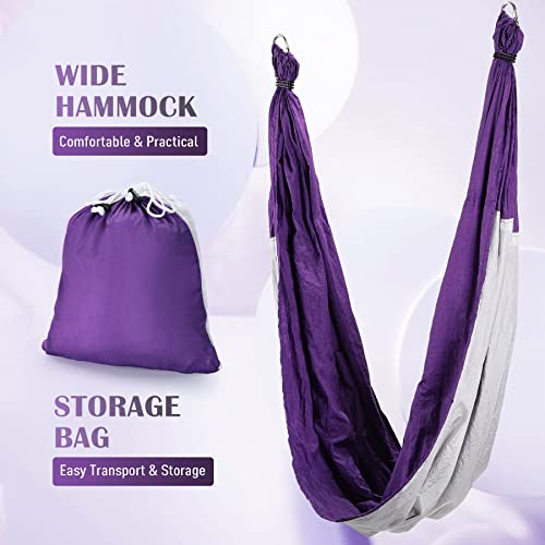 ZELUS Aerial Yoga Swing Sling Strong Yoga Hammock Kit Set Trapeze Inversion Equipment Include 2 Extensions Straps and Ceil...