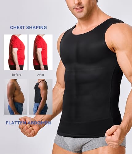 Mens Compression Shirt Slimming Body Shaper Vest Workout Tank Tops Abs Abdomen Undershirts