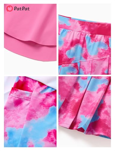 PATPAT Girls Tennis Skirt Sets Moisture Wicking Tank Tops and Pleated Skirts 2 Piece Outfits Activewear Sets 5-12 Years
