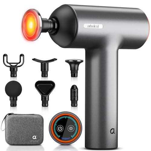 arboleaf Thermal Massage Gun Deep Tissue with Heat, Handheld Muscle Percussion Massager with Full-Metal Head, 6 Replacemen...