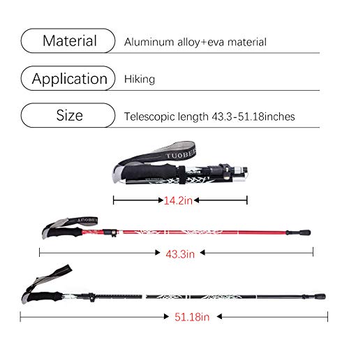 Kelendle Collapsible Trekking Pole Aluminum Ultralight Travel Trekking Hiking Pole for Men and Women