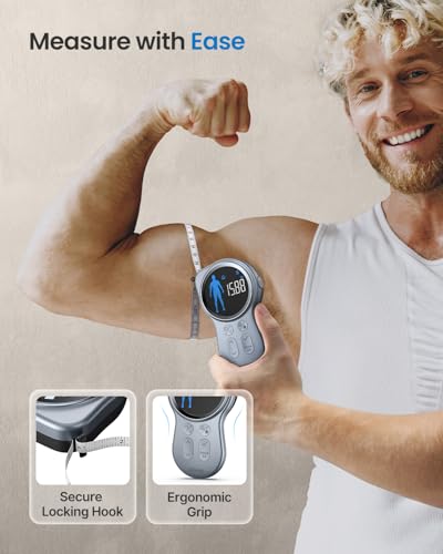 RENPHO Smart Tape Measure with Large Display, Bluetooth Body Measuring Tape with App for Weight Loss, Fitness Shape, Measu...
